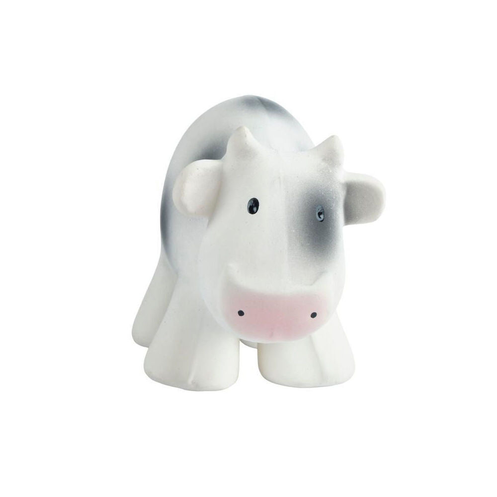 2PK Tikiri 12cm Farm Animal Rubber Cow 95002 Sensory Toy 0m+ White