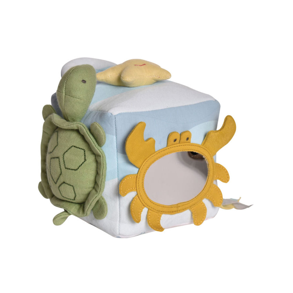 Tikiri 14cm Ocean Organic Activity Cube 98203 Sensory Toy 0m+