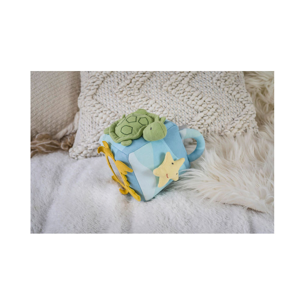 Tikiri 14cm Ocean Organic Activity Cube 98203 Sensory Toy 0m+