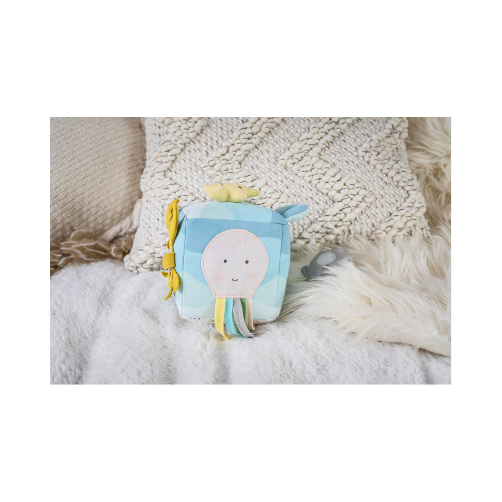 Tikiri 14cm Ocean Organic Activity Cube 98203 Sensory Toy 0m+