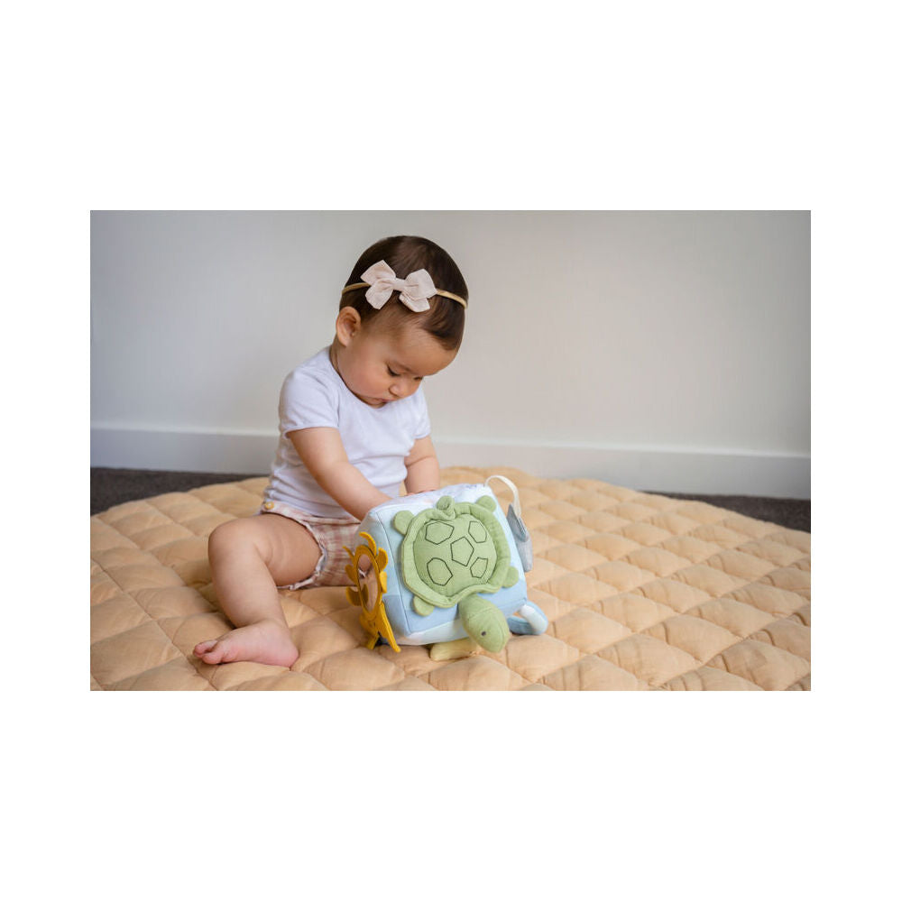 Tikiri 14cm Ocean Organic Activity Cube 98203 Sensory Toy 0m+