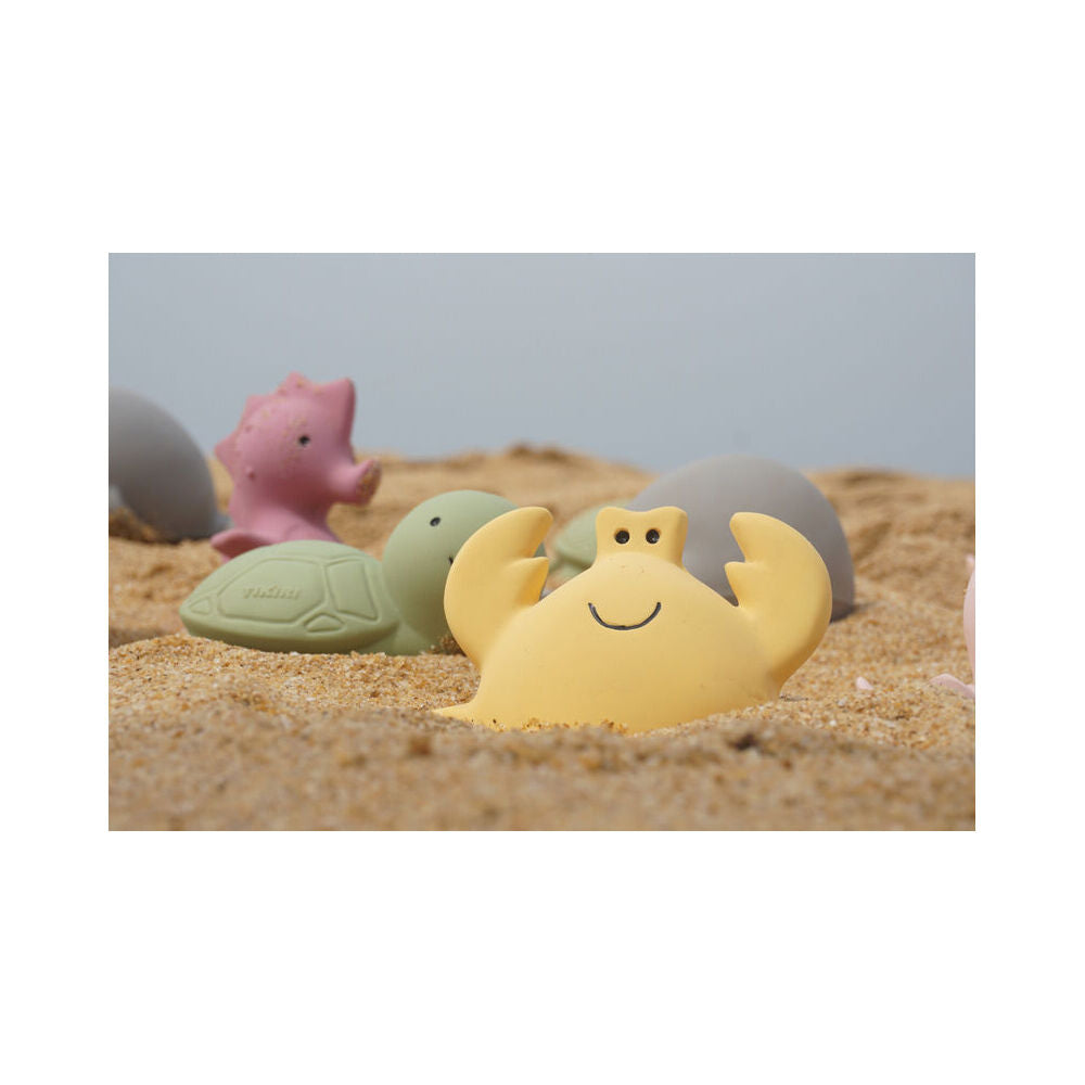 2PK Tikiri 9.5cm Ocean Buddy Rubber Crab 97501 Baby Toy 0m+ Yellow