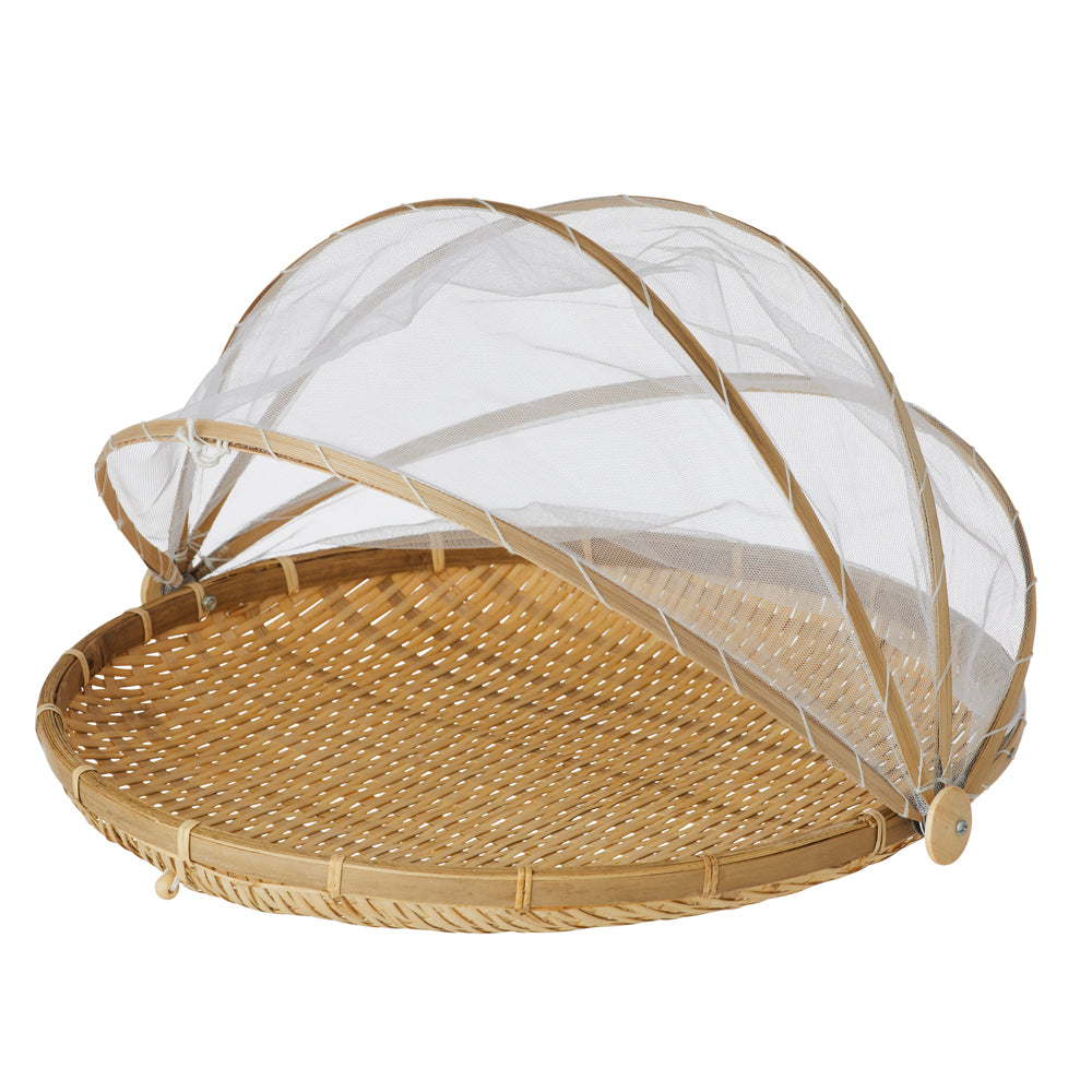 2PK Davis & Waddell Mesh Food Cover w/ Bamboo Tray 42x26cm - Natural/White