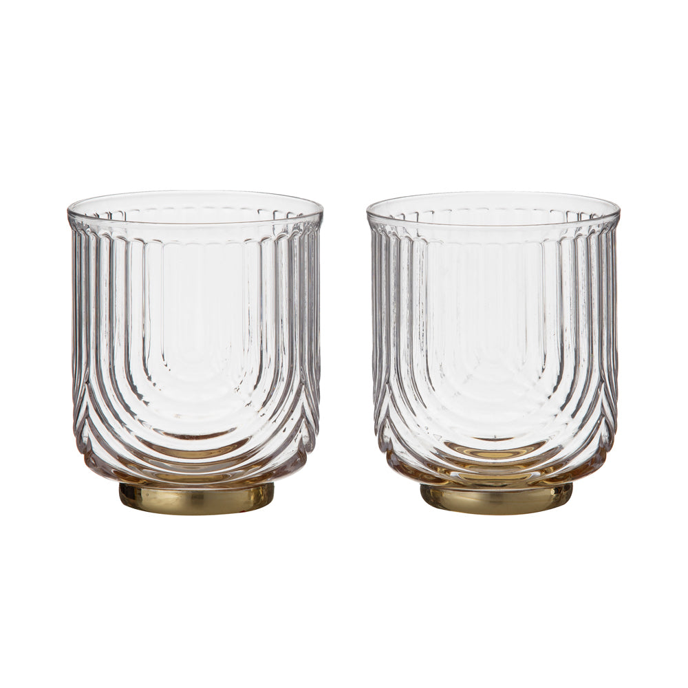 2pc Davis & Waddell Avery DOF 10cm/350ml Tumbler Glass Set - Clear/Gold