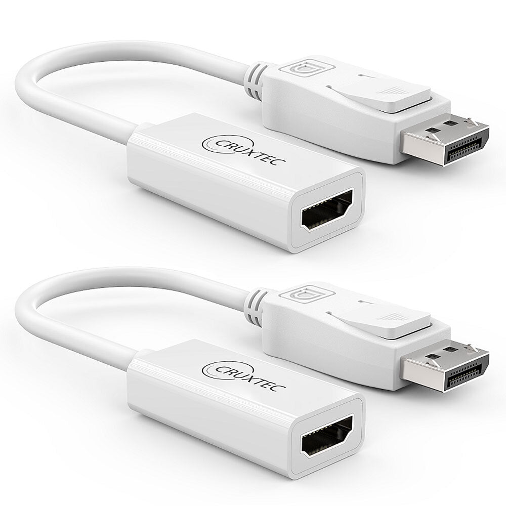 2PK Cruxtec DispayPort Male to HDMI Female Adapter - White
