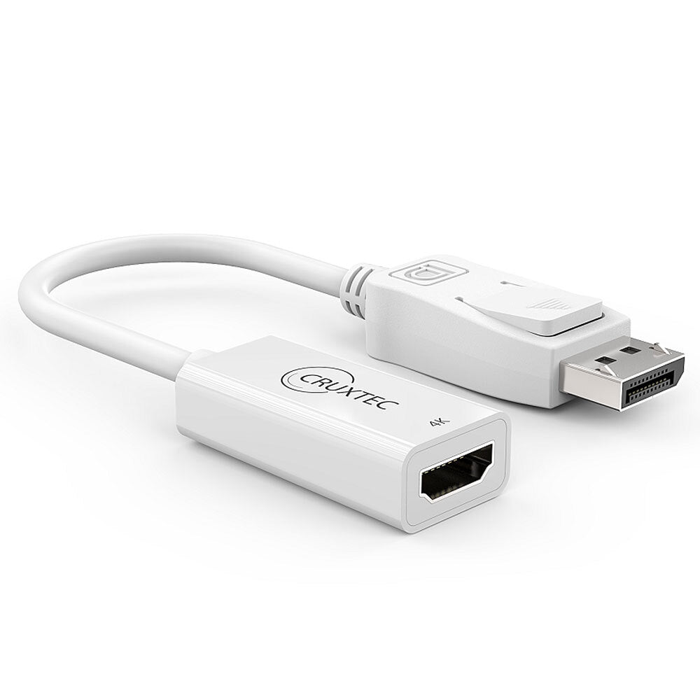 2PK Cruxtec Displayport Male To HDMI Female 4K Adapter - White