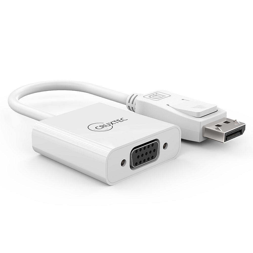 2PK Cruxtec DisplayPort Male To VGA Female Adapter - White