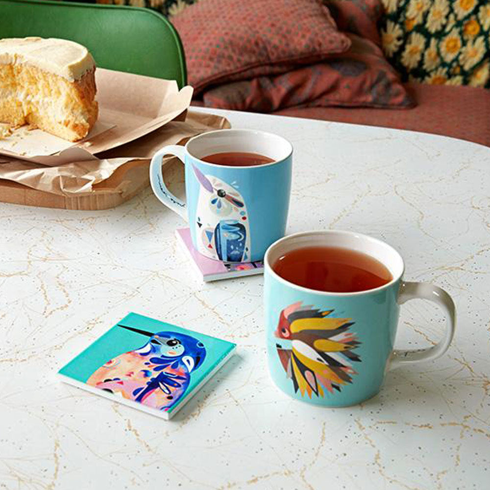 4PK Maxwell & Williams Pete Cromer Ceramic Square Tile Coaster 9.5cm Cockatoo