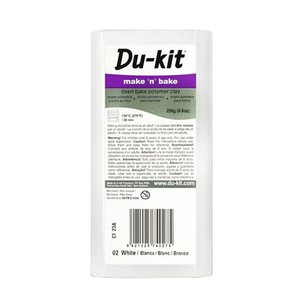 Dukit Make-N-Bake Artist Oven Bake Modelling Clay Compound 250g White