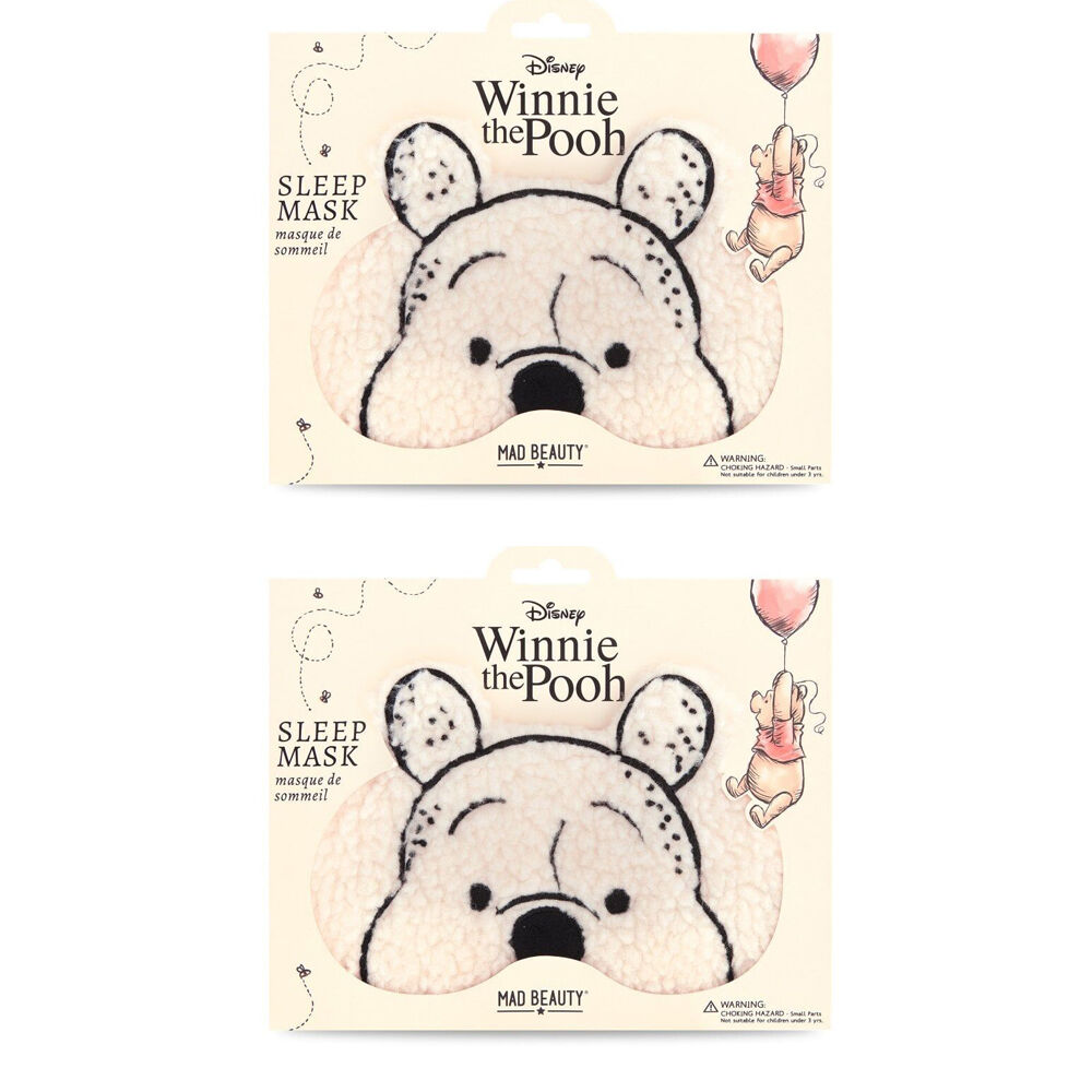 2PK Disney Winnie The Pooh Elasticated Fluffy Bedtime Sleep Face Mask Yellow