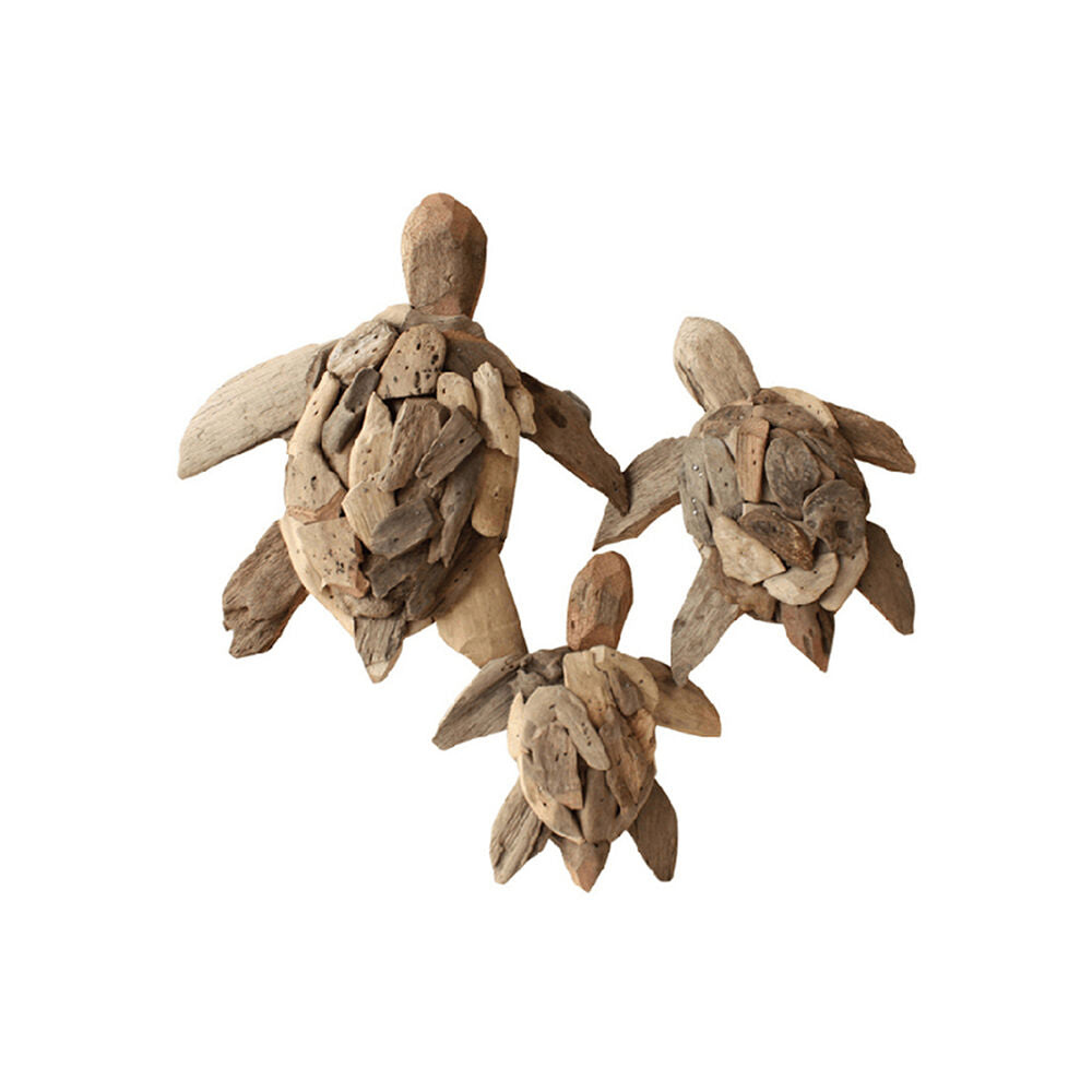 Darlin Handmade Driftwood Bale of Turtles Wall Art Home Office Decor 37x33cm