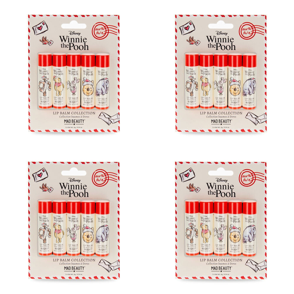 4x 5pc Disney Winnie The Pooh Festive Scented Lip Balm Collection 20g