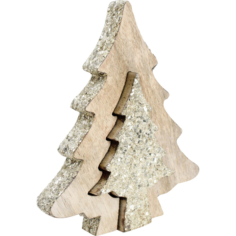 4PK LVD 16x20cm Mango Wood Dual Champagne Tree Medium - Brown