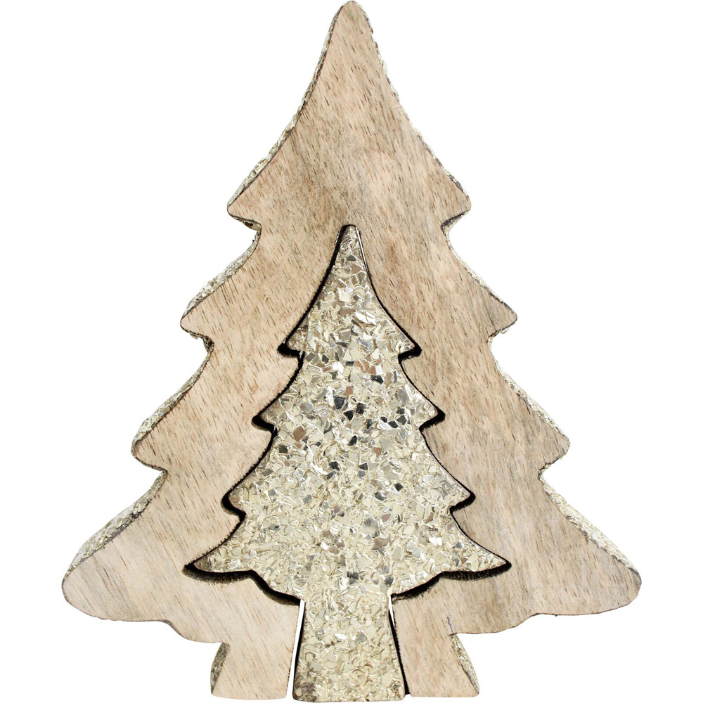 4PK LVD 16x20cm Mango Wood Dual Champagne Tree Medium - Brown