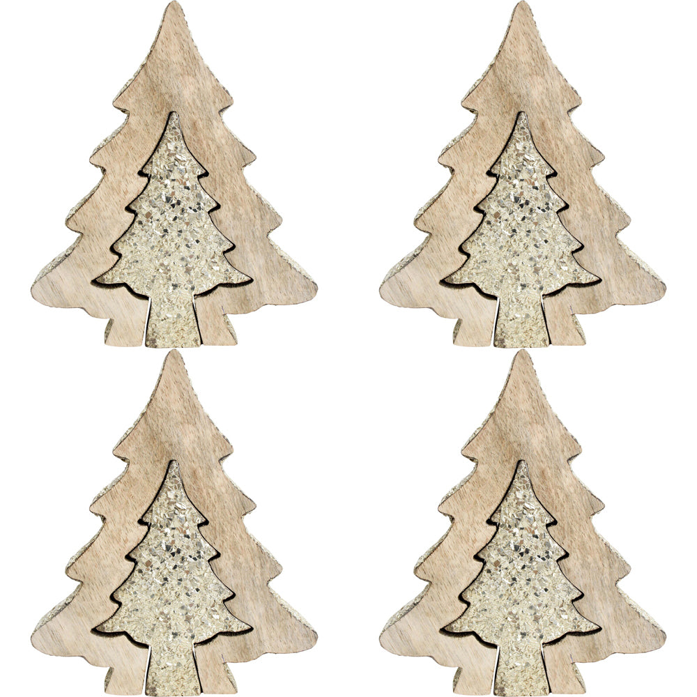 4PK LVD 16x20cm Mango Wood Dual Champagne Tree Medium - Brown