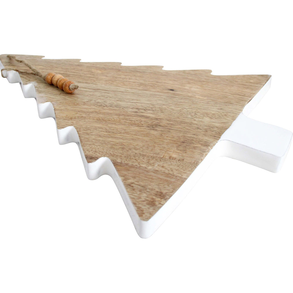 LVD 30x42cm Mango Wood Xmas Tree Serving Board - White