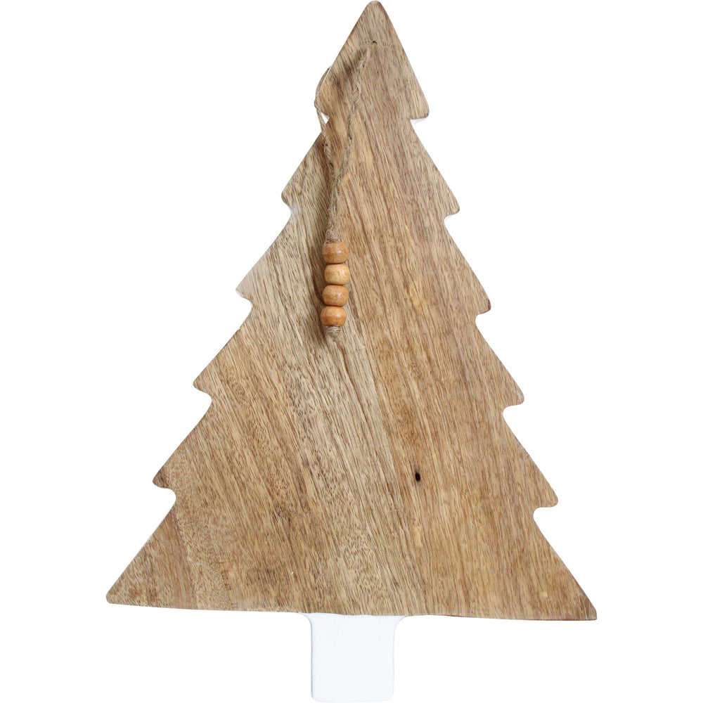 LVD 30x42cm Mango Wood Xmas Tree Serving Board - White