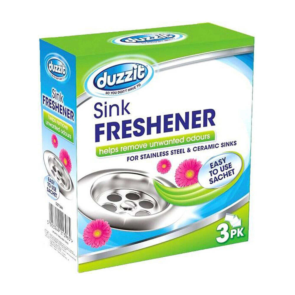 6x 3pc Duzzit Stainless & Ceramic Sink Freshener Drain Deodoriser 30g
