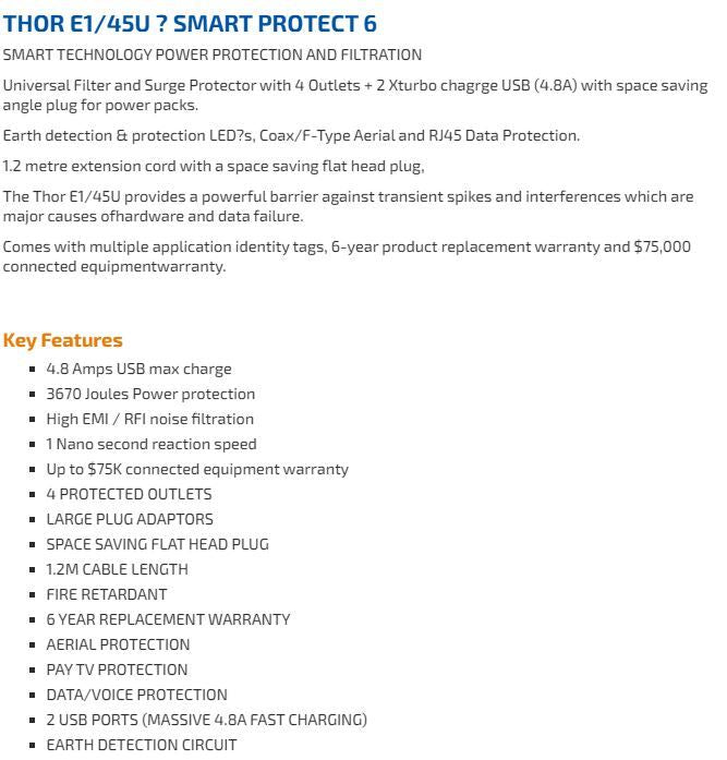 THOR SMART PROTECT 6 SMART TECPOWER PROTECTION & FILTRATION