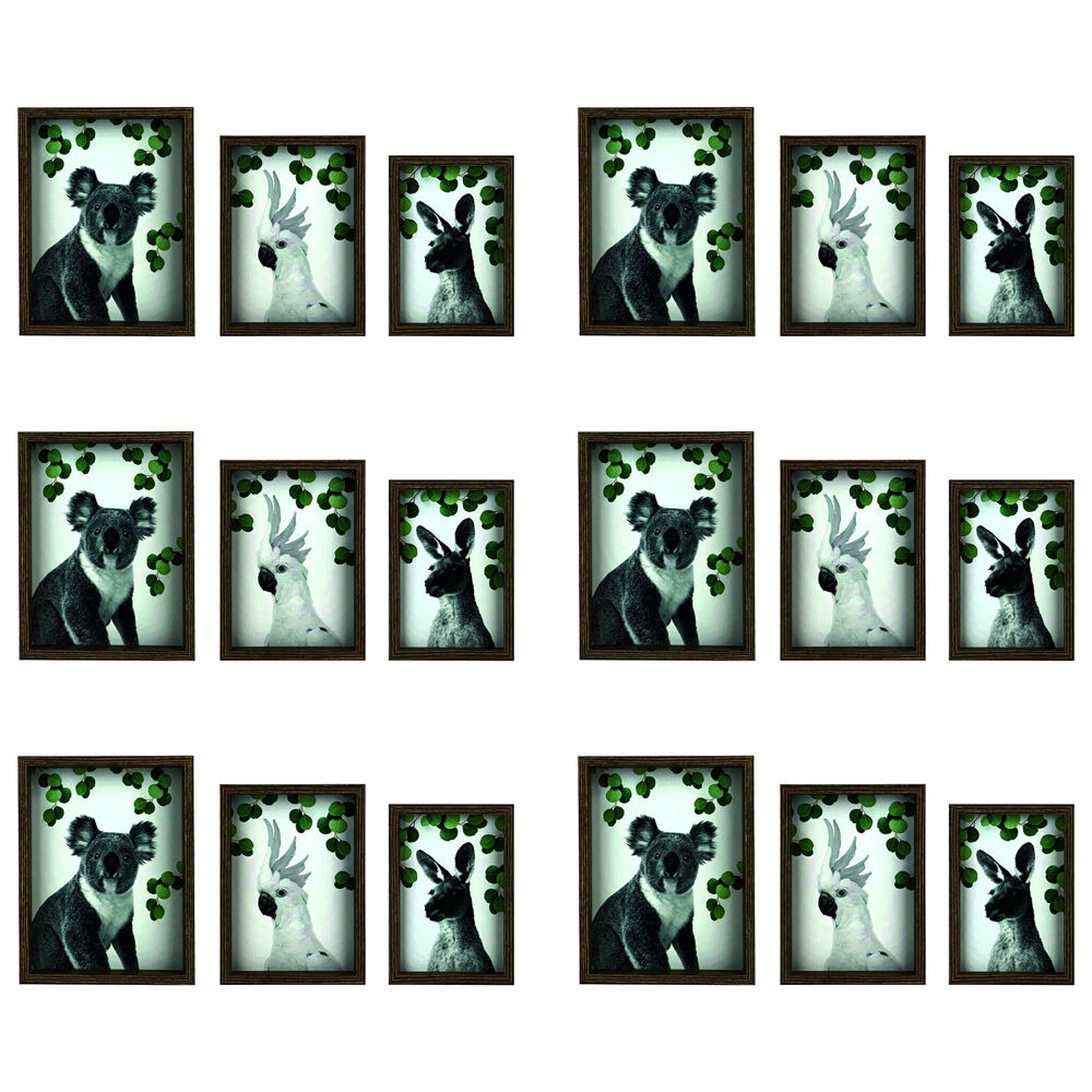 6x 3pc Frankie & Me Wooden Nested Picture Frame Home/Office Decor Medium Brown