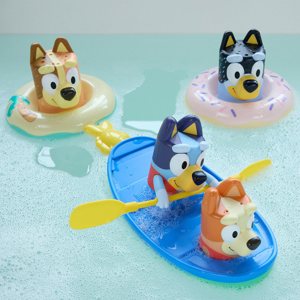 Bluey Family Bath Set Canoe & 2 Bath Splash & Float Bath Kids Toy 18m+