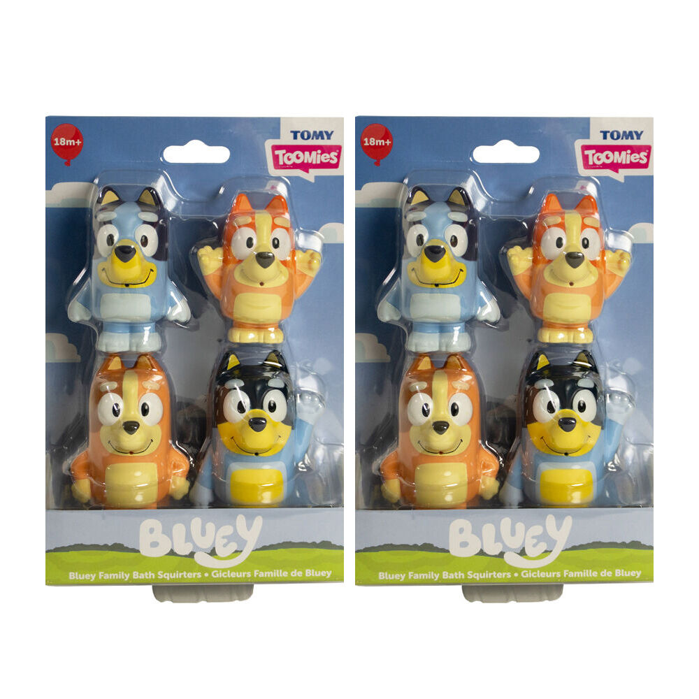 2x 4pc Toomies Bluey Family Bath Squirters Childrens Water Toy Set 18m+