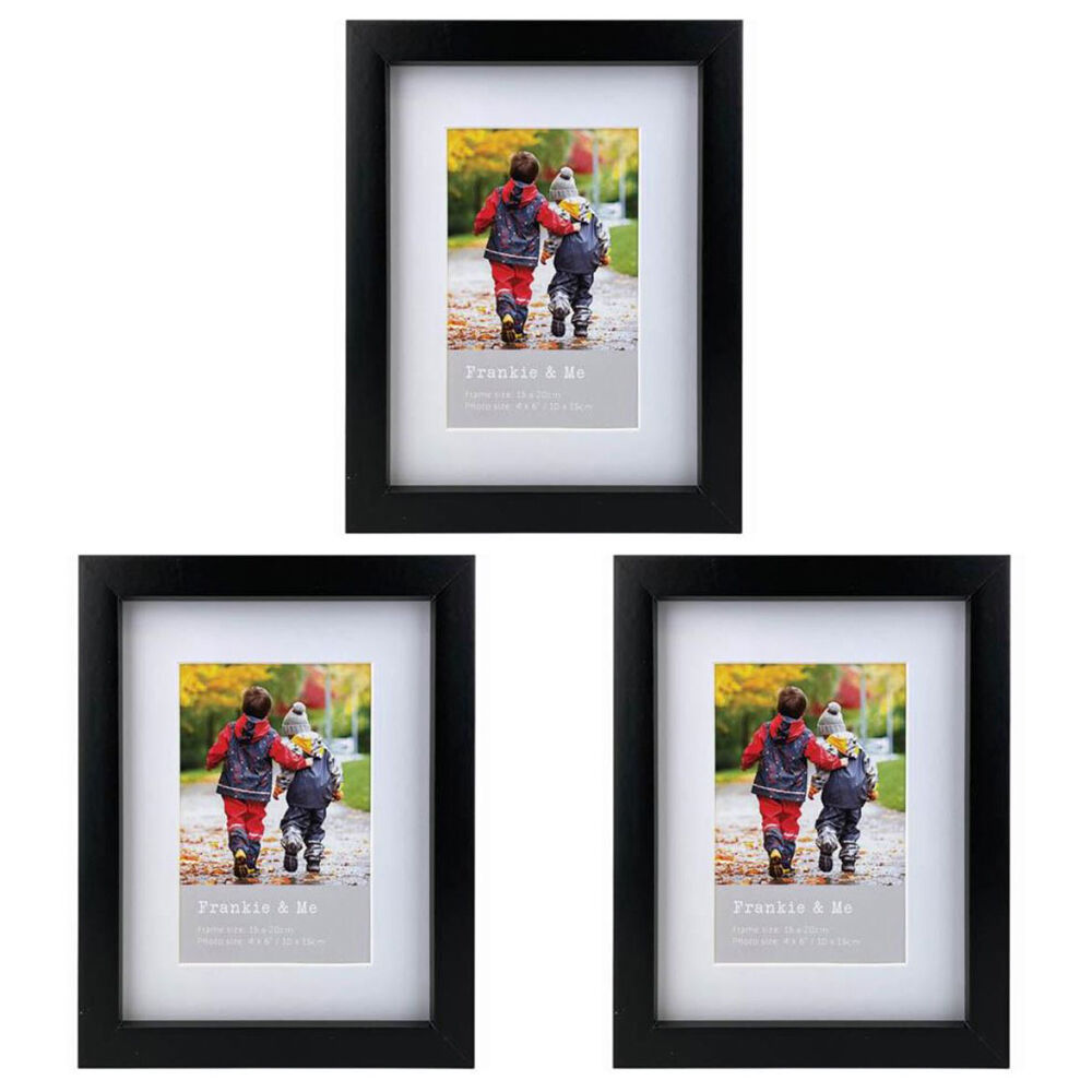 3PK Frankie & Me Wooden Border 4x6'' Picture Frame Home/Office Photo Decor Black