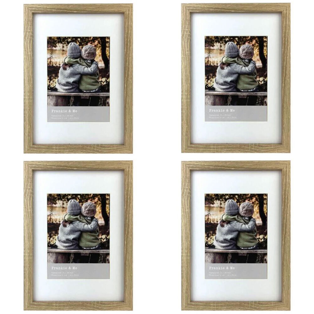 4PK Frankie & Me Wooden Border 6x8'' Picture Frame Home/Office Photo Decor Oak
