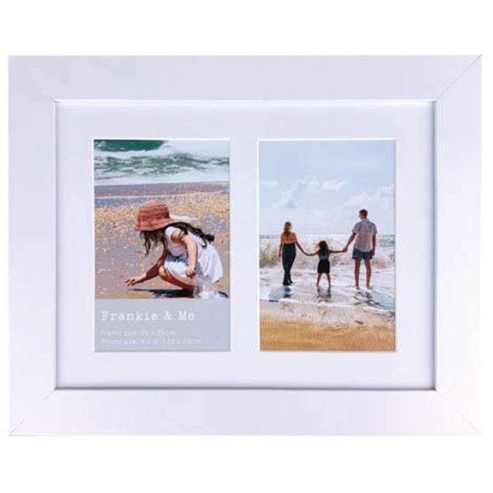 4PK Frankie & Me Wooden Collage 4x6'' Double Picture Frame Home/Office Decor White