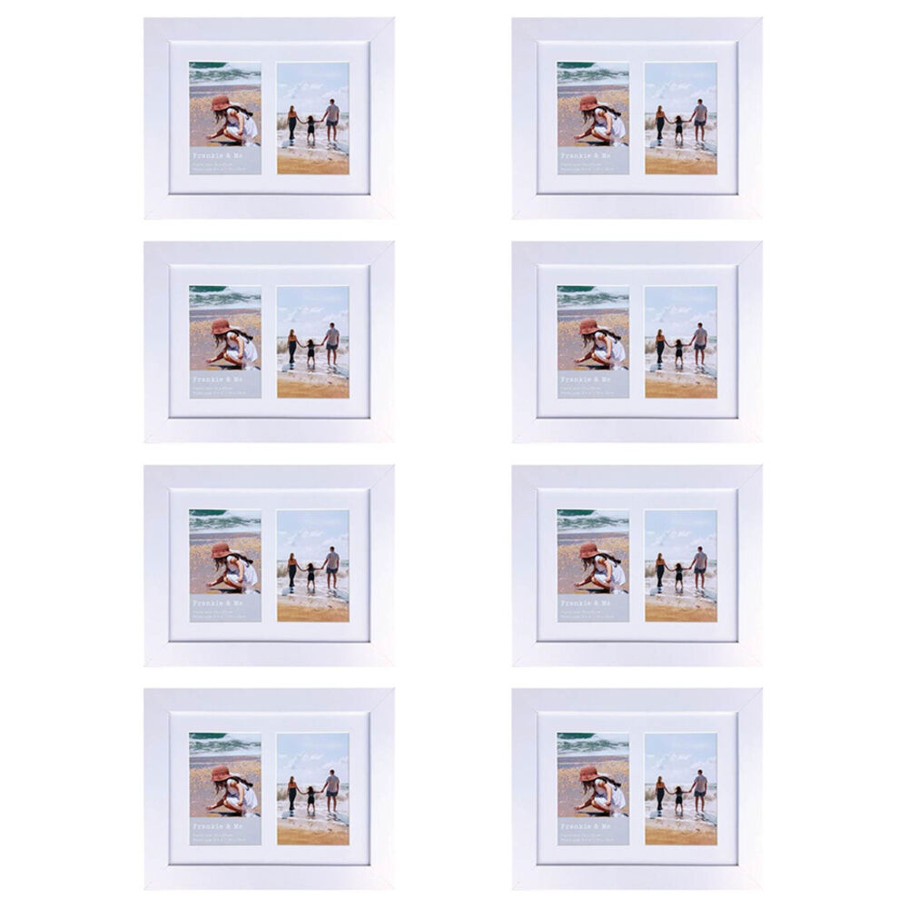 8PK Frankie & Me Wooden Collage 4x6'' Double Picture Frame Home/Office Decor White