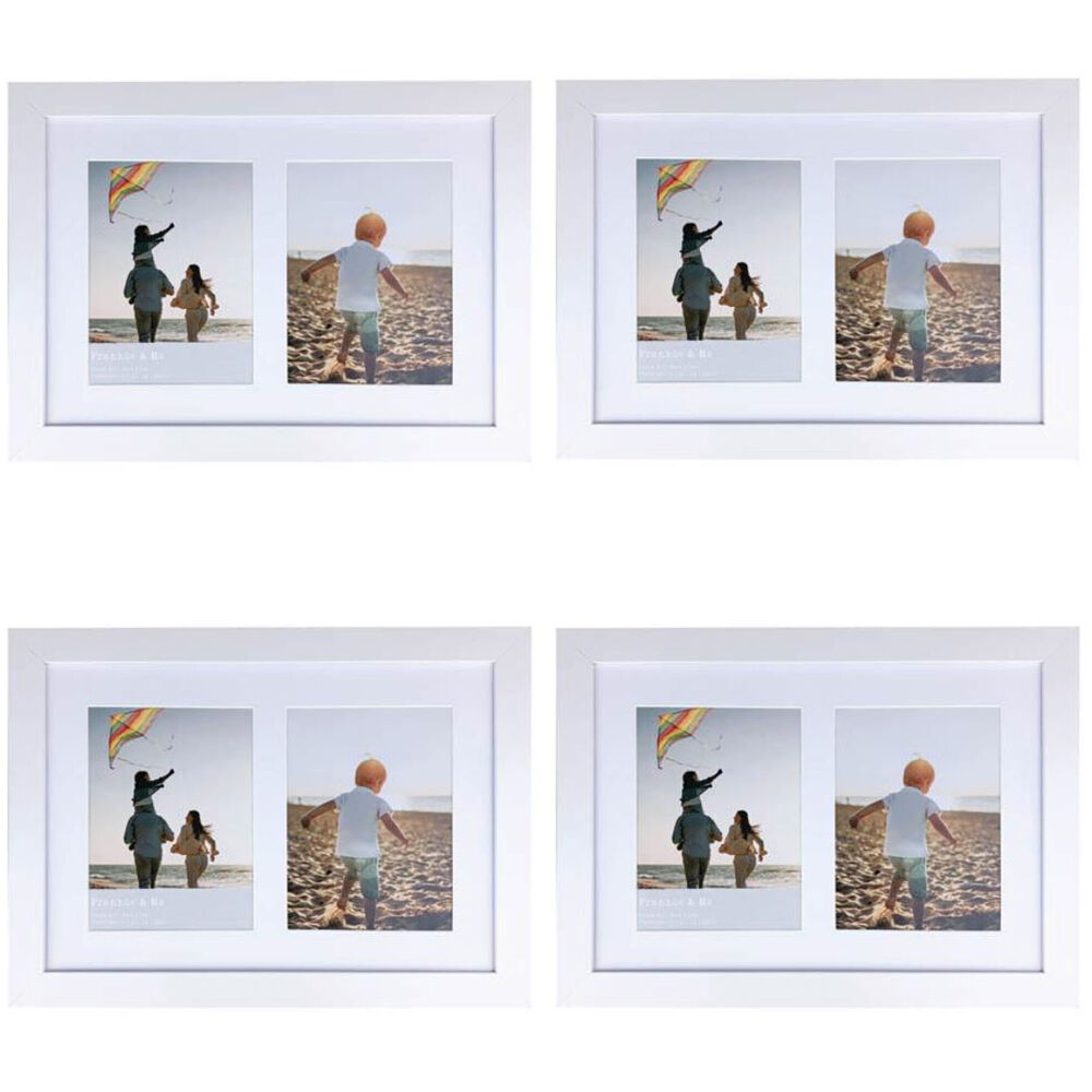 4PK Frankie & Me Wooden Collage 6x8'' Double Picture Frame Home/Office Decor White