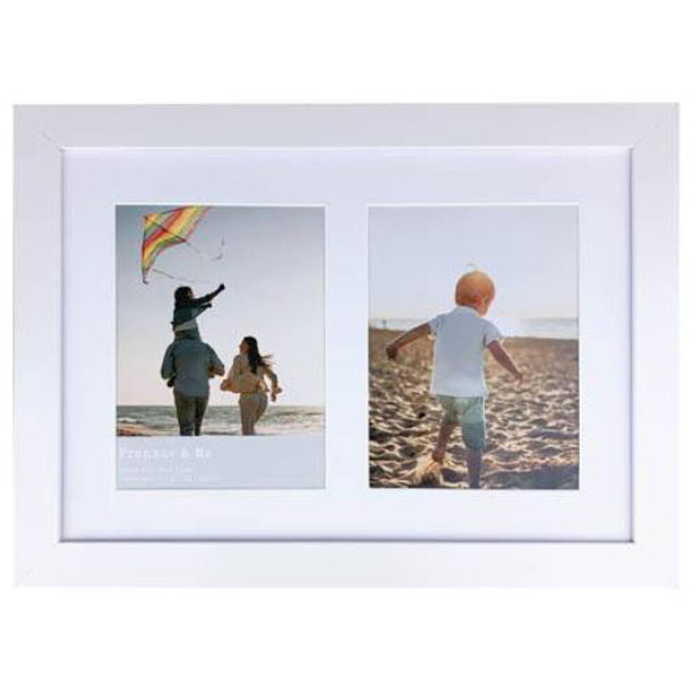 4PK Frankie & Me Wooden Collage 6x8'' Double Picture Frame Home/Office Decor White