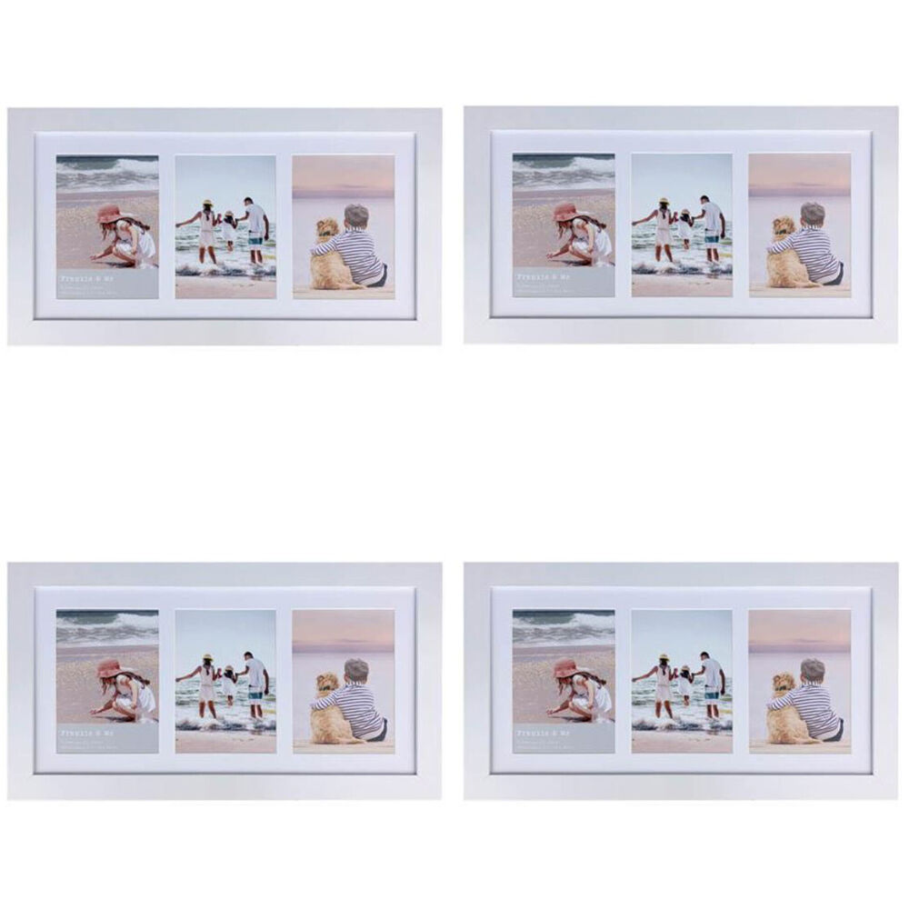 4PK Frankie & Me Wooden Collage 5x7'' Triple Picture Frame Home/Office Decor White