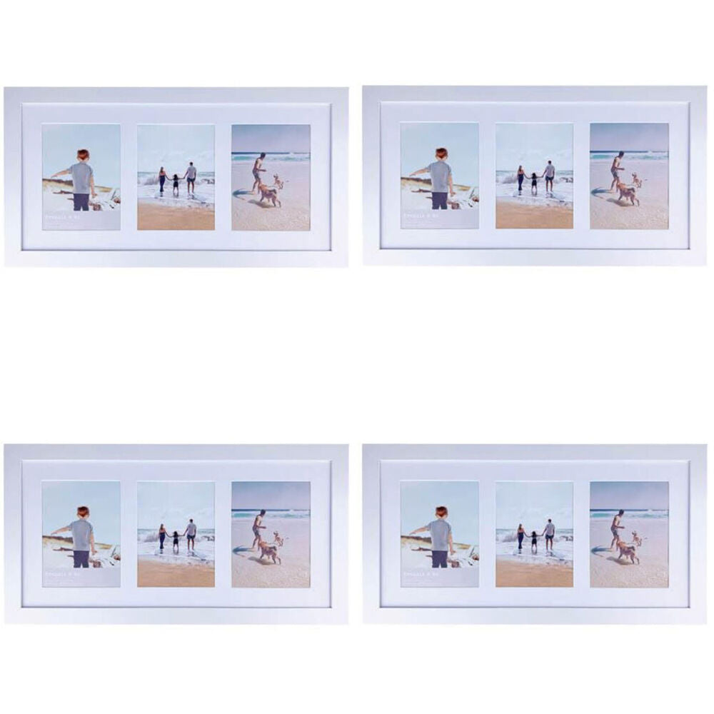 4PK Frankie & Me Wooden Collage 6x8'' Triple Picture Frame Home/Office Decor White