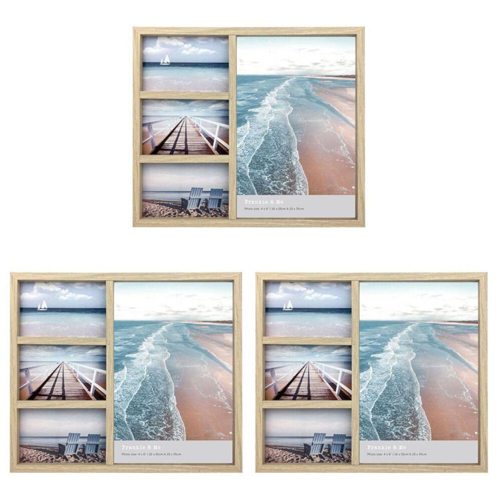 3PK Frankie & Me Collage Flat 4 Pictures Frame Home/Office Decor 37cm Oak
