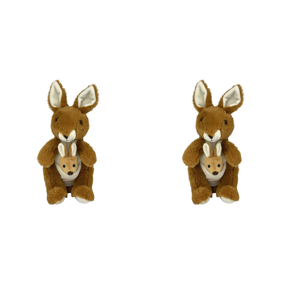 2PK Momoko Aust Kangaroo Animal Stuffed Doll Kids/Children Soft Plush Toy 25cm Brown