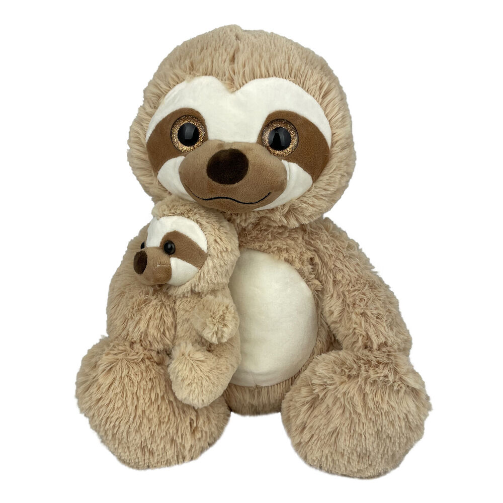 Momoko Parent Baby Sloth Animal Stuffed Doll Kids Soft Plush Toy 35cm Brown