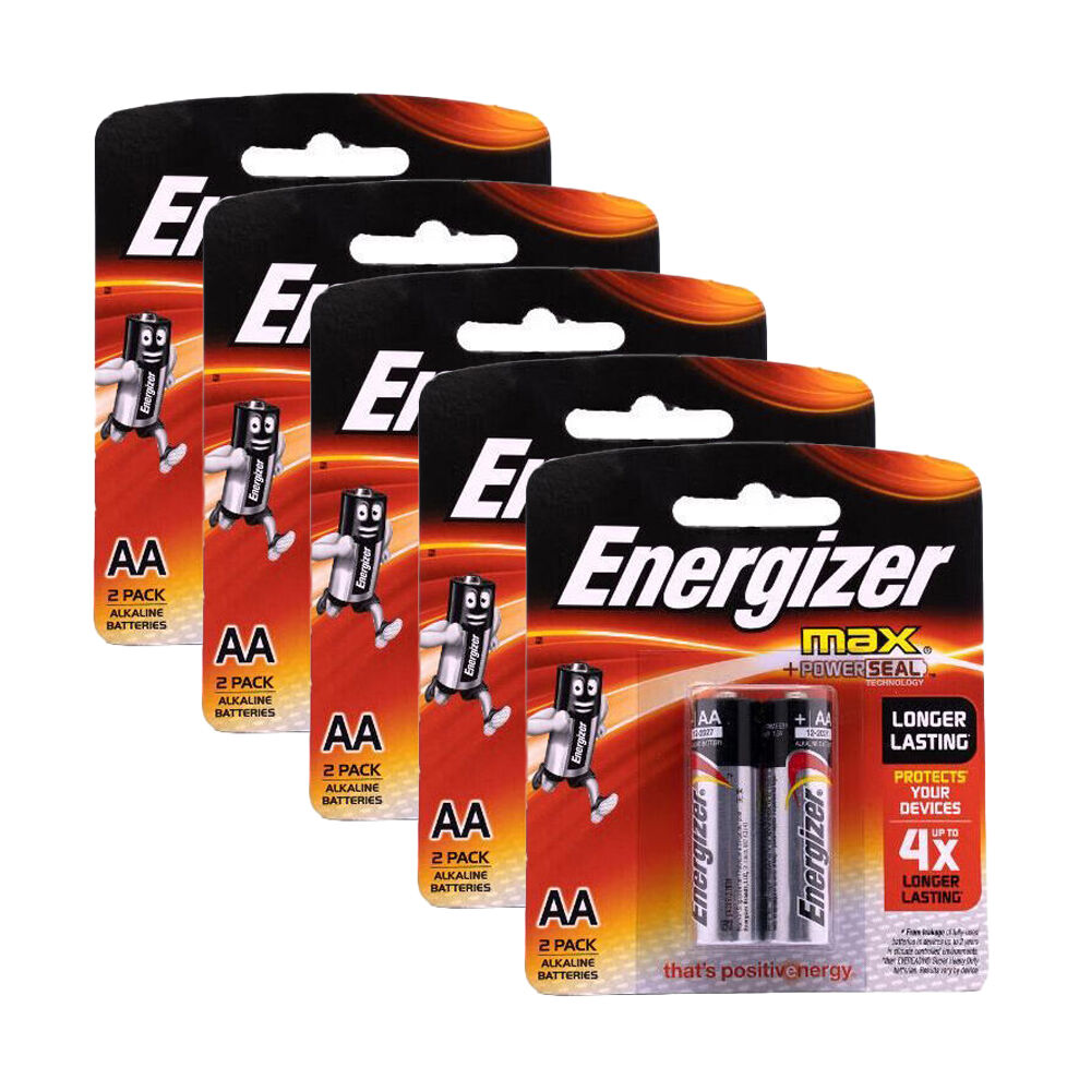 5x 2pc Energizer Max AA Alkaline Powered Battery For Most Devices