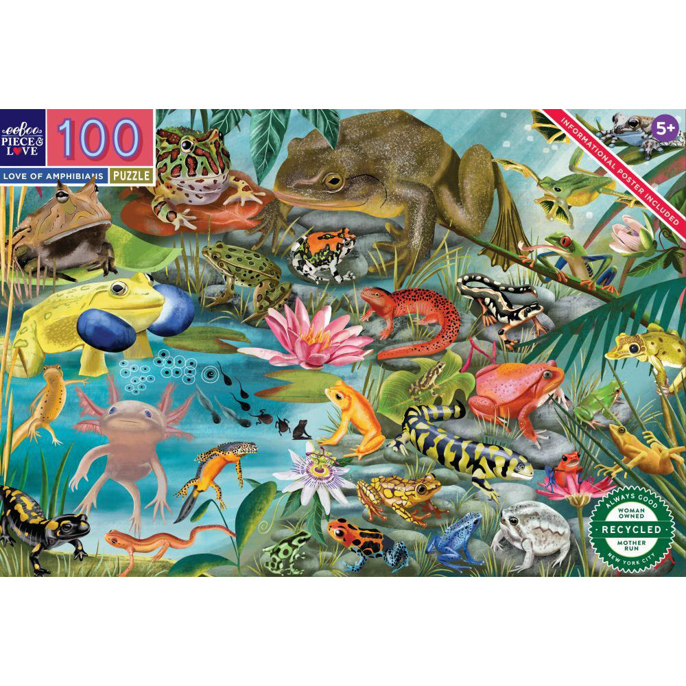 2x 100pc eeBoo Jigsaw Puzzle Love of Amphibians 45x68cm Educational Game 5+