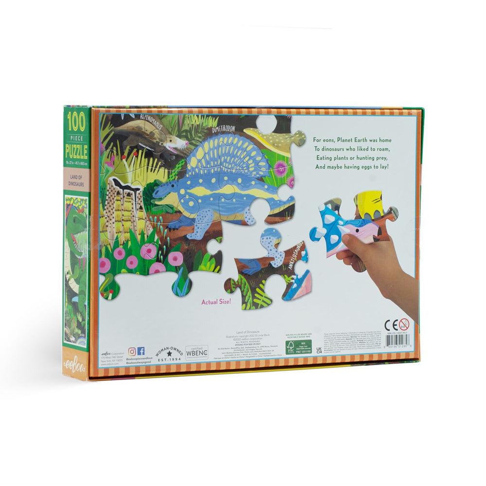 2x 100pc eeBoo Jigsaw Puzzle Land of Dinosaurs 45x68cm Educational Game 5+