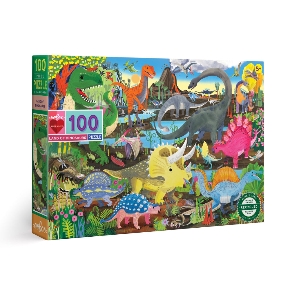 2x 100pc eeBoo Jigsaw Puzzle Land of Dinosaurs 45x68cm Educational Game 5+