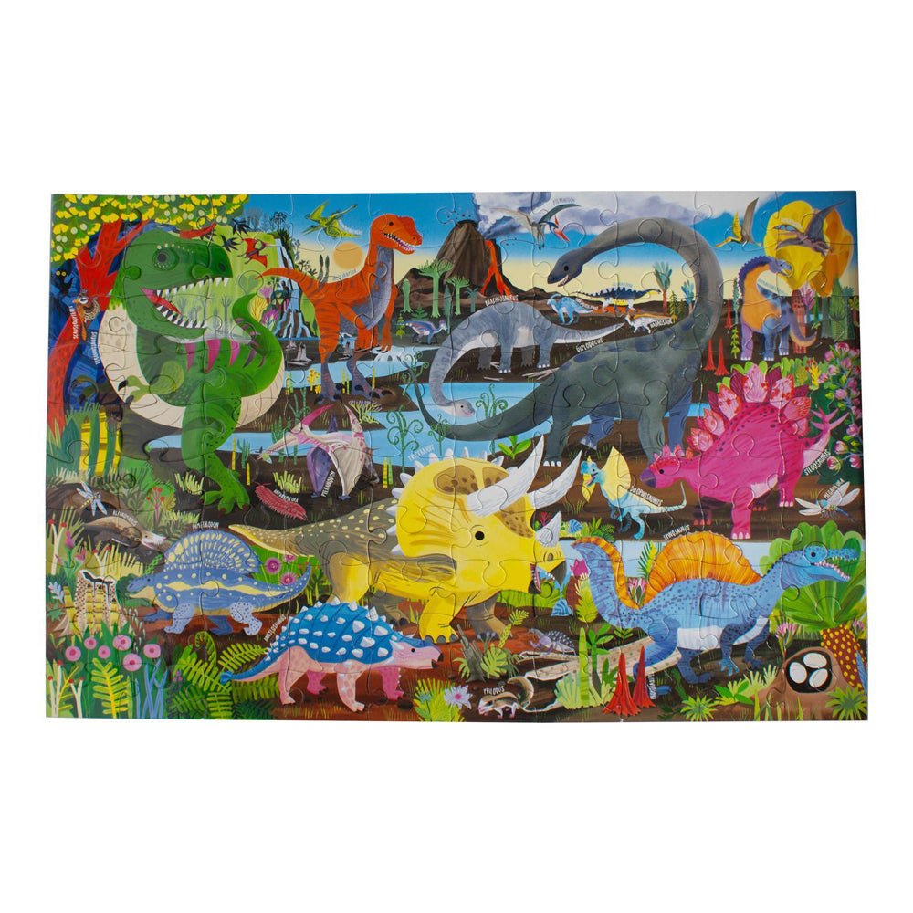 2x 100pc eeBoo Jigsaw Puzzle Land of Dinosaurs 45x68cm Educational Game 5+