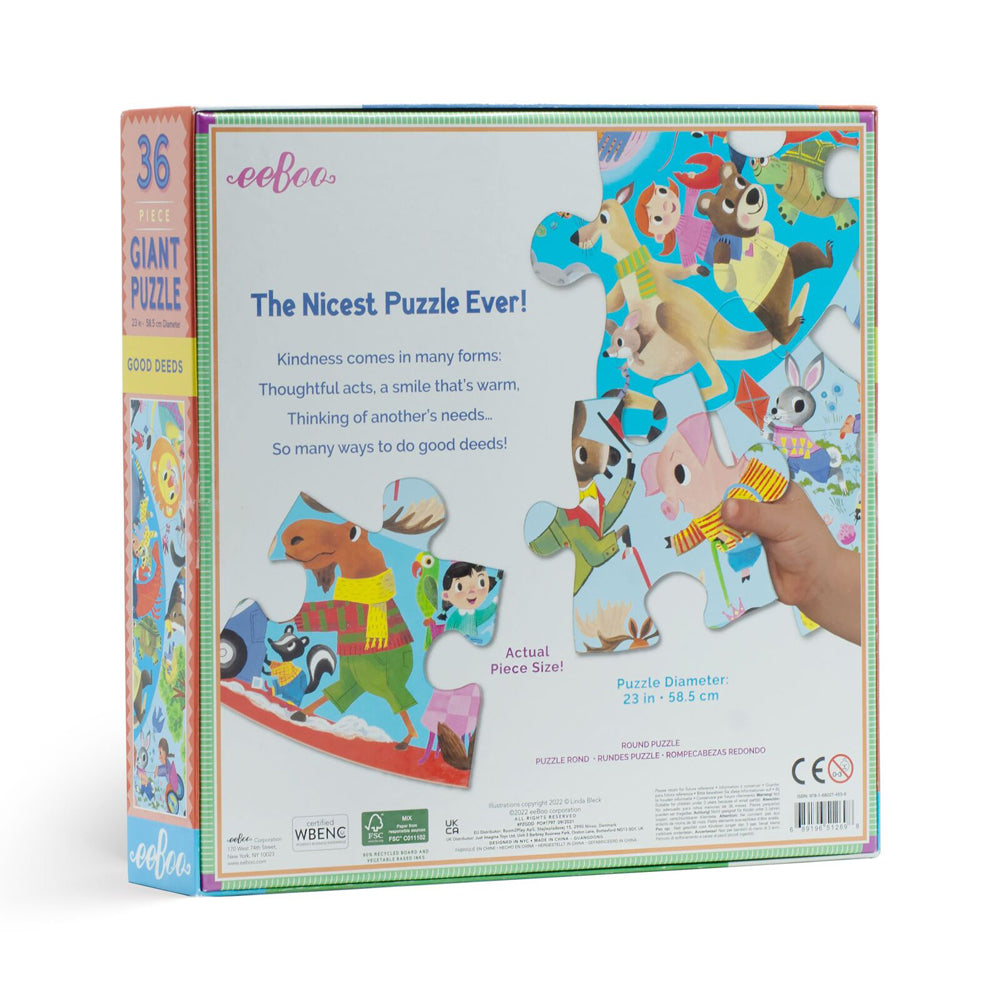36pc eeBoo Round Jigsaw Puzzle 58.5cm Good Deeds 3+
