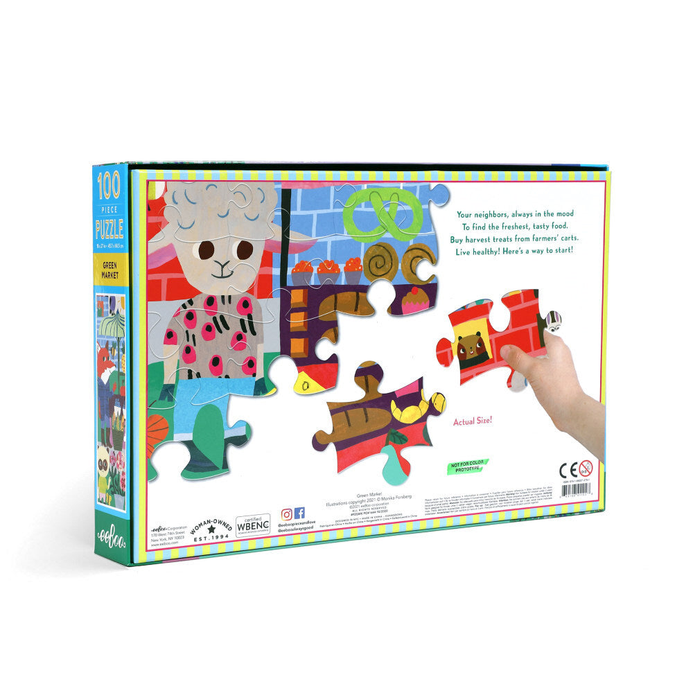 2x 100pc eeBoo Jigsaw Puzzle Green Market 45x68cm Educational Game 5+