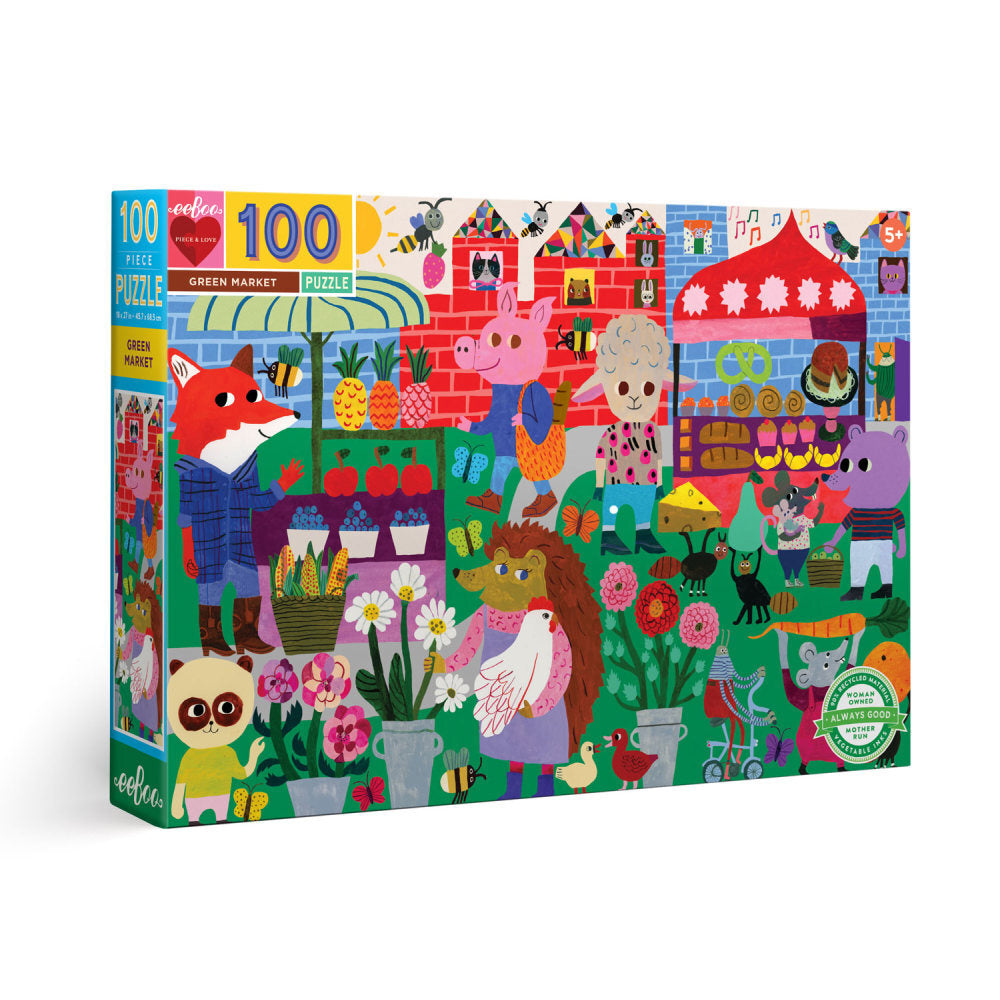 2x 100pc eeBoo Jigsaw Puzzle Green Market 45x68cm Educational Game 5+