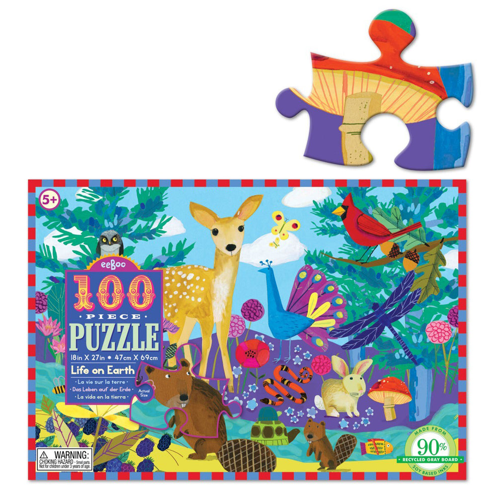 2x 100pc eeBoo Jigsaw Puzzle Life on Earth 45x68cm Educational Game 5+
