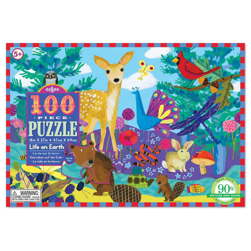 2x 100pc eeBoo Jigsaw Puzzle Life on Earth 45x68cm Educational Game 5+