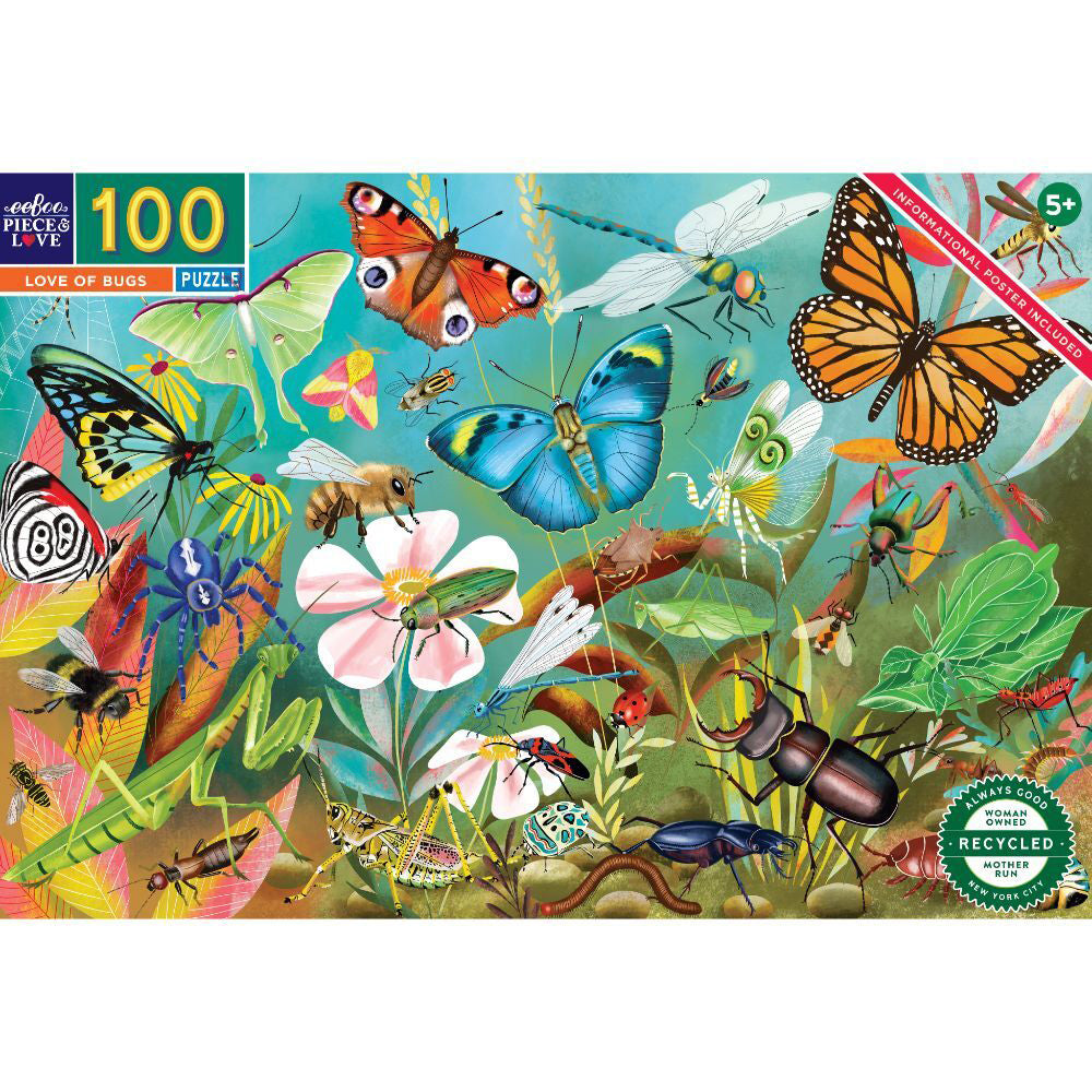 2x 100pc eeBoo Jigsaw Puzzle Love of Bugs 45x68cm Educational Game 5+