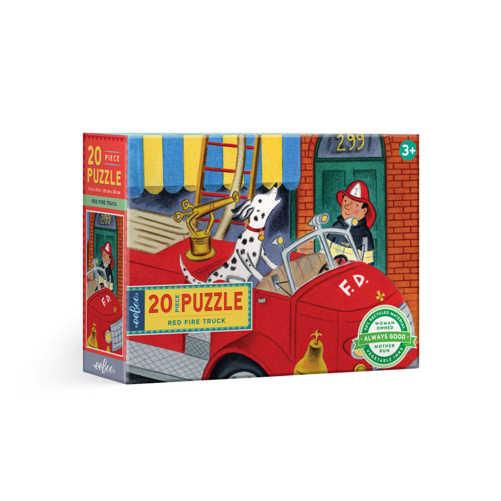 20pc eeBoo Jigsaw Puzzle 28x38cm Game Red Fire Truck 3+
