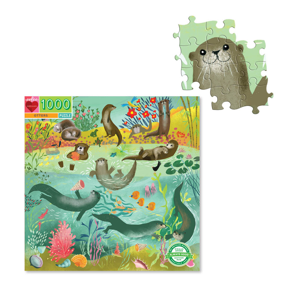1000pc eeBoo Jigsaw Puzzle Fun Play Game Otters 14+